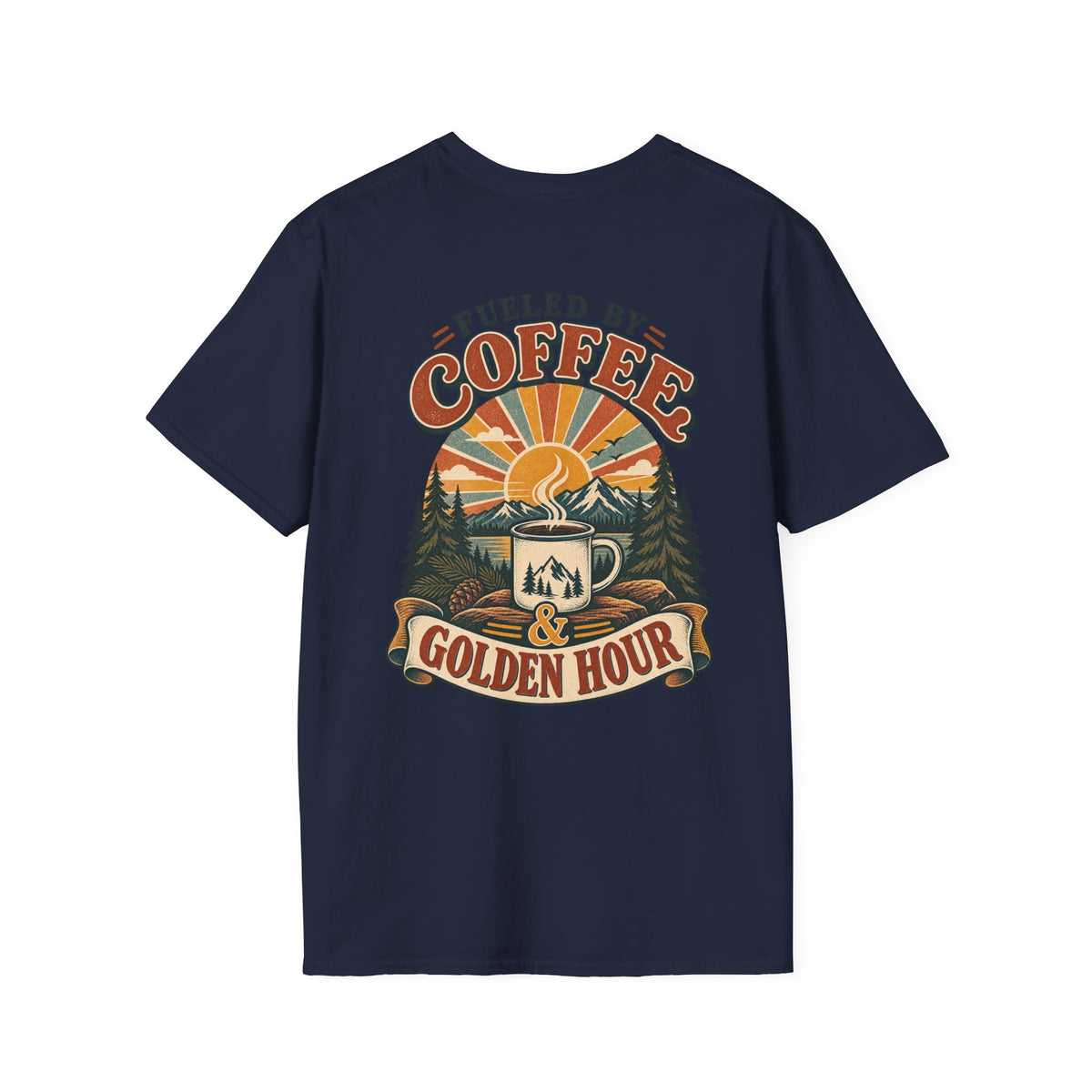 Coffee & Golden Hour T-Shirt — Fueled by Coffee Vintage Outdoor Graphic Tee