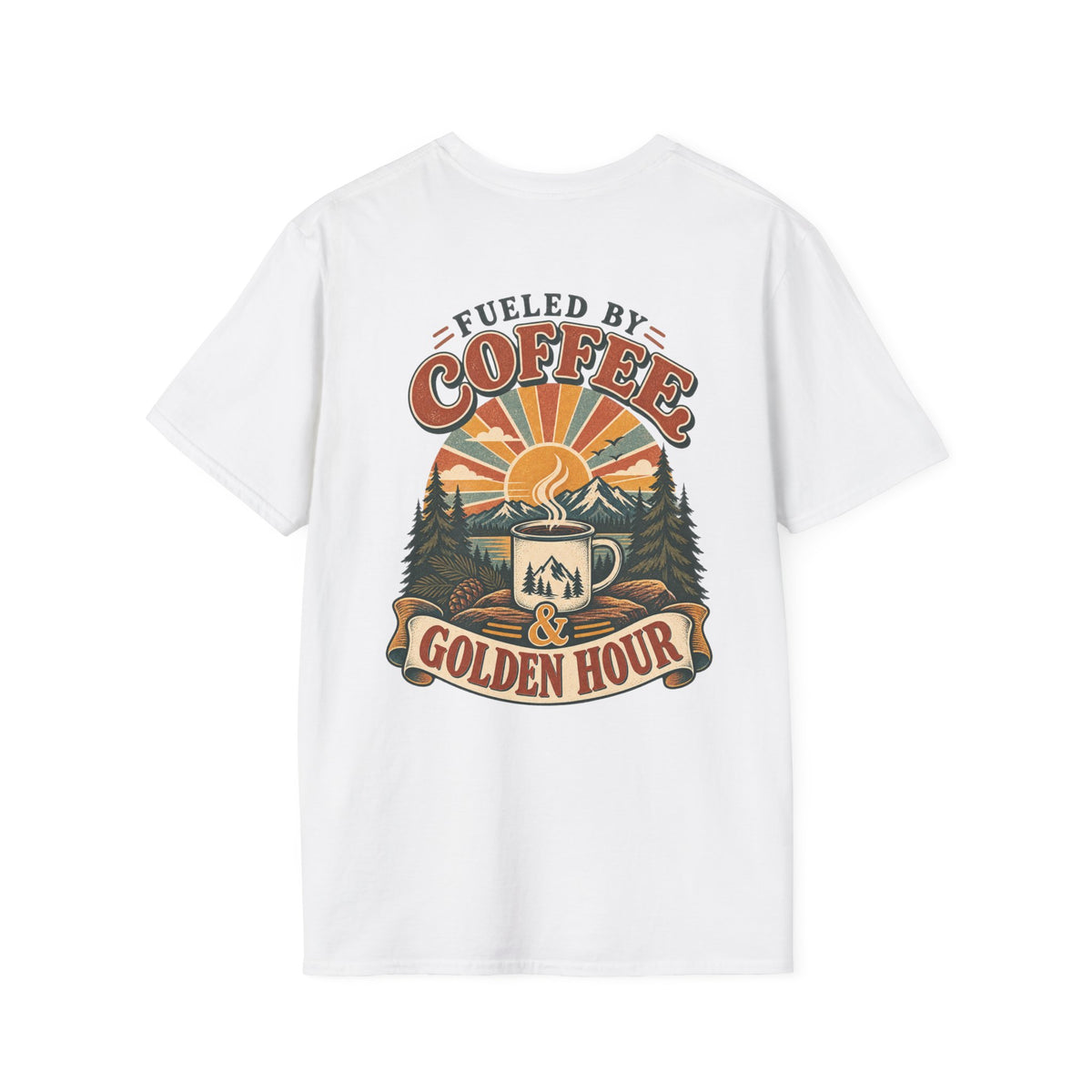 Coffee & Golden Hour T-Shirt — Fueled by Coffee Vintage Outdoor Graphic Tee