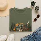 Cabin • Coffee • Calm T-Shirt — Rustic Cabin Coffee Graphic Tee