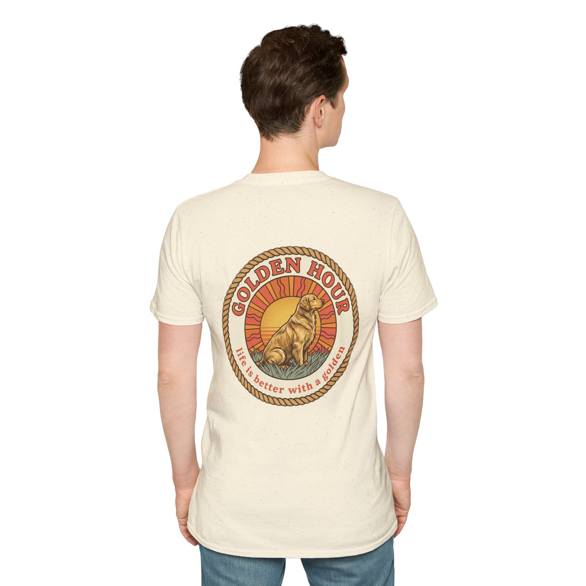 Golden Hour Dog T-Shirt — "Life Is Better With A Golden" Retro Paw Tee