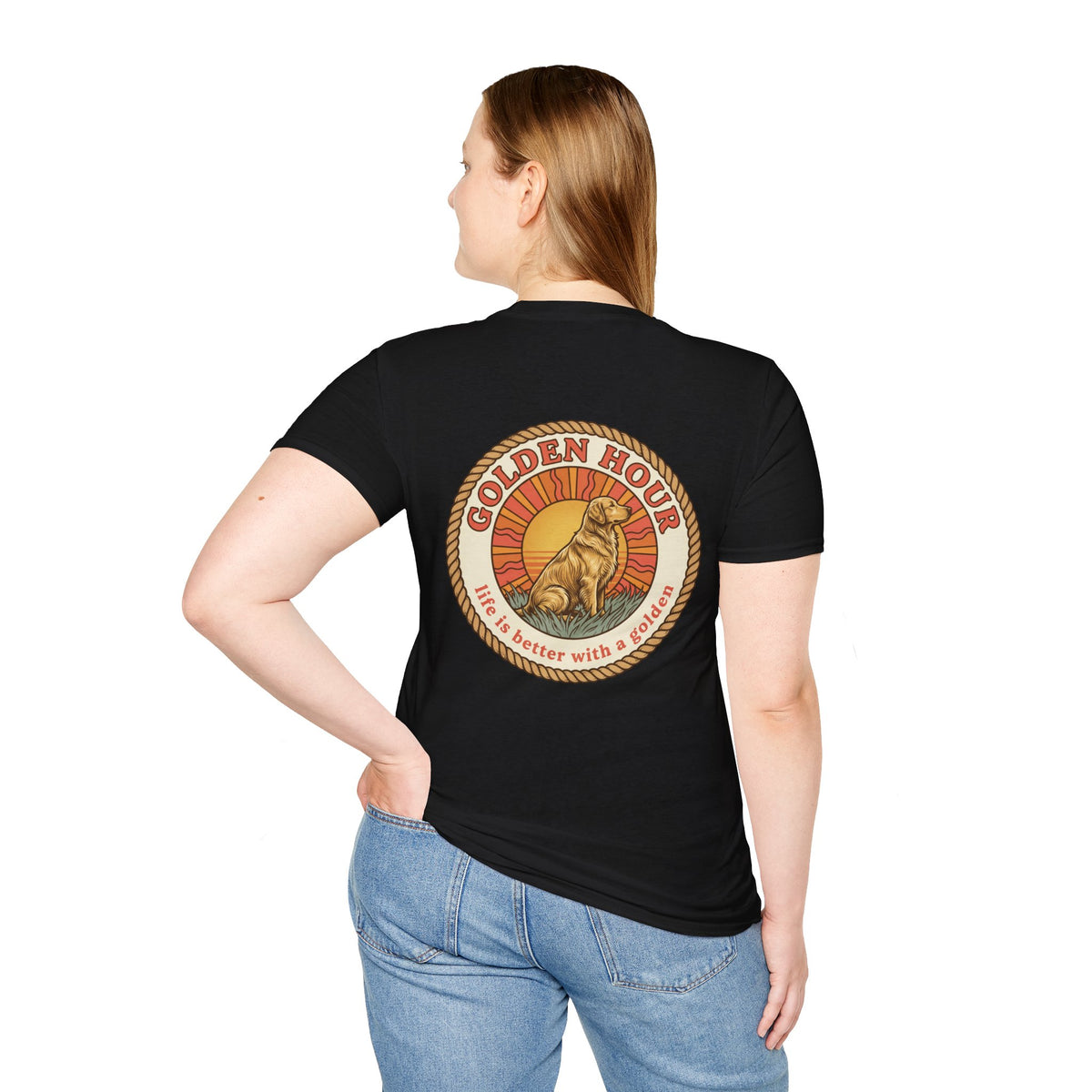 Golden Hour Dog T-Shirt — "Life Is Better With A Golden" Retro Paw Tee