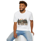 Cabin • Coffee • Calm T-Shirt — Rustic Cabin Coffee Graphic Tee
