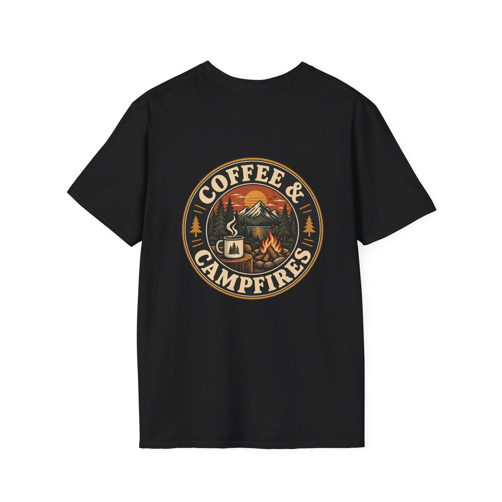 Coffee & Campfires T-Shirt — Vintage Outdoor Camping Graphic Tee