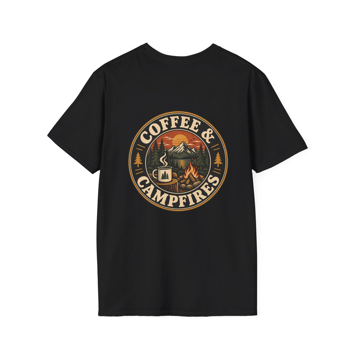 Coffee & Campfires T-Shirt — Vintage Outdoor Camping Graphic Tee