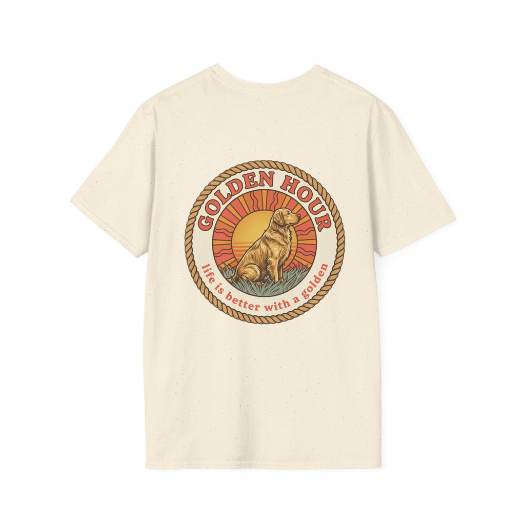 Golden Hour Dog T-Shirt — "Life Is Better With A Golden" Retro Paw Tee