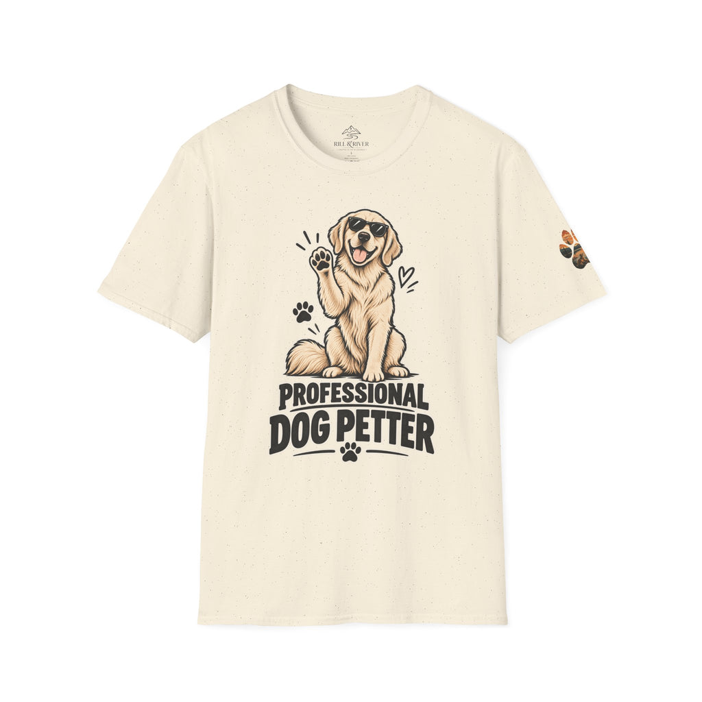 Professional Dog Petter T-Shirt — Cute Golden Retriever Paw Print Tee