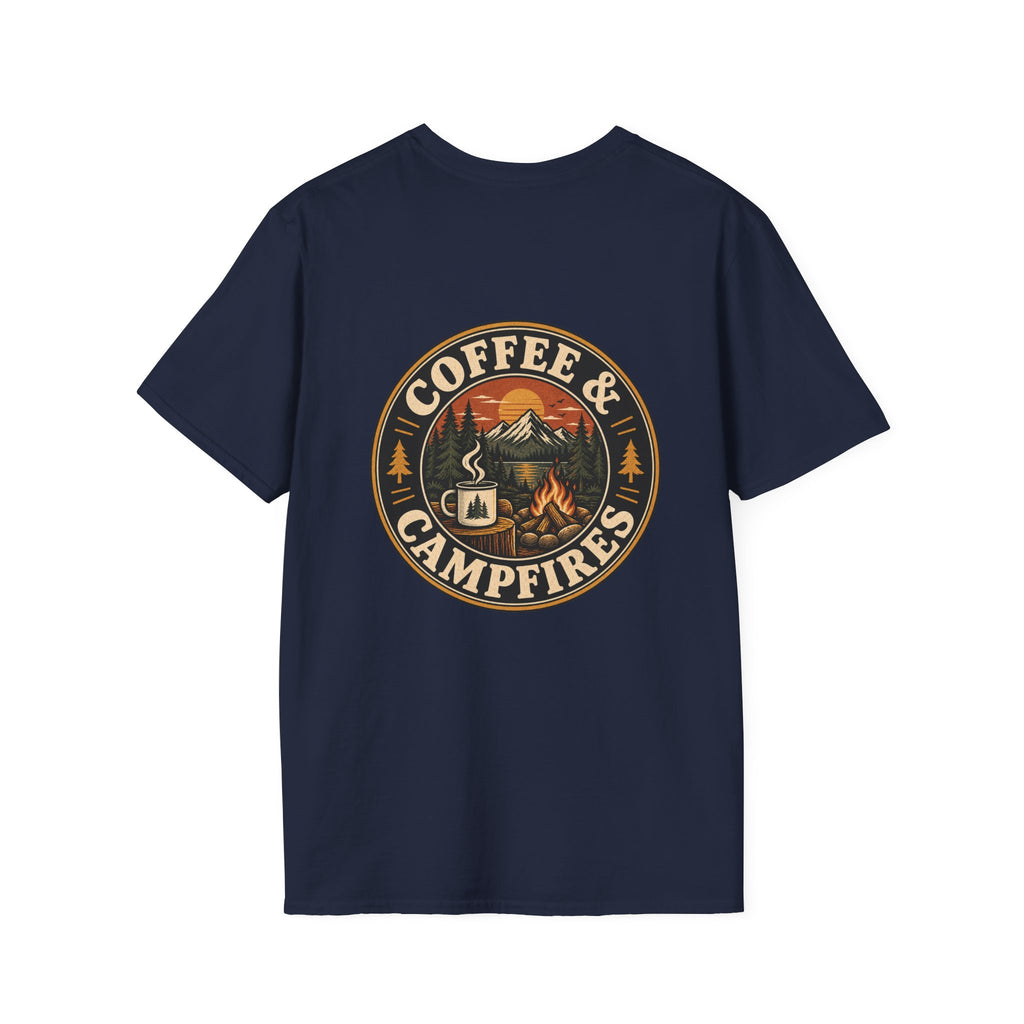 Coffee & Campfires T-Shirt — Vintage Outdoor Camping Graphic Tee