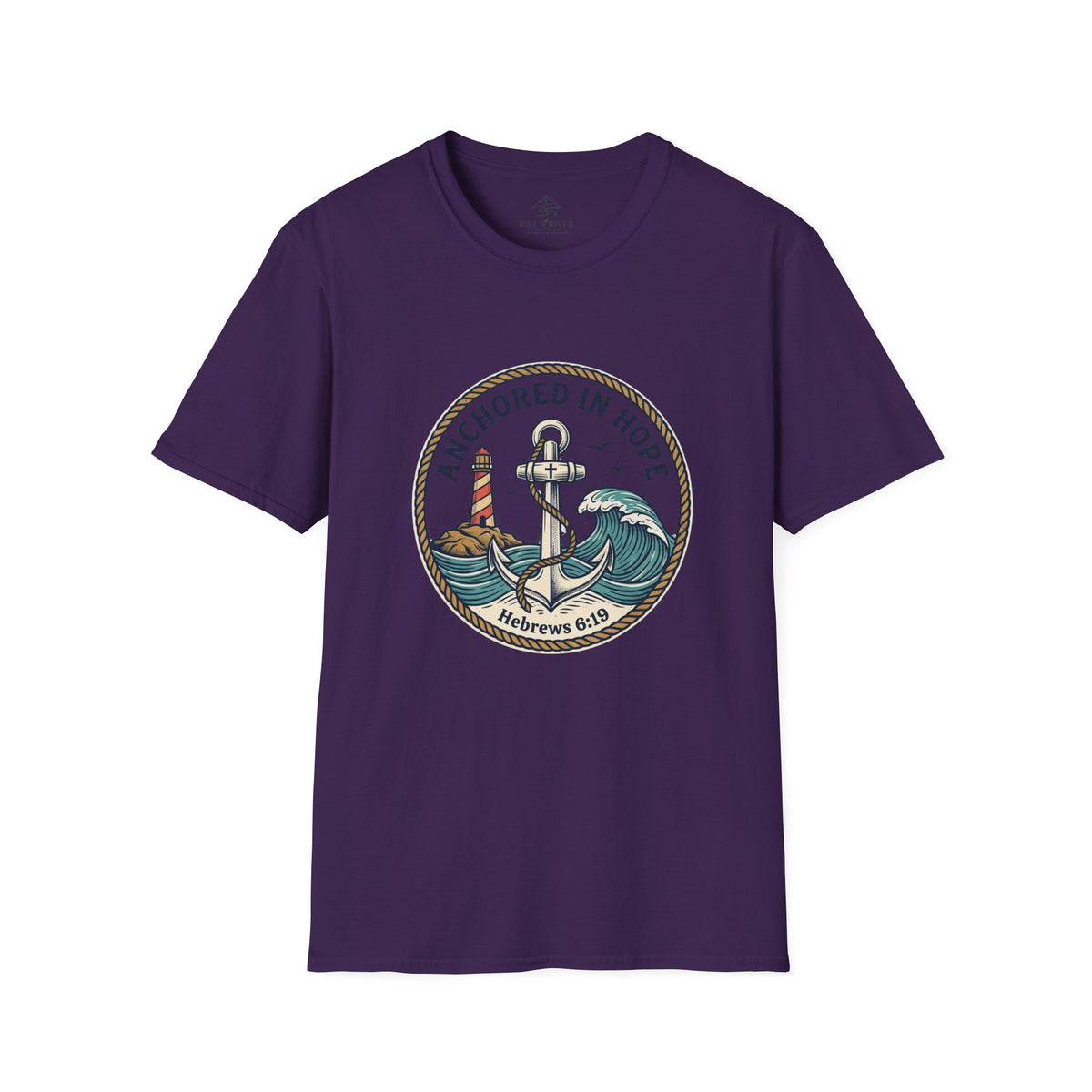 Anchored in Hope T-Shirt — Anchor & Waves Christian Shirt (Hebrews 6:19)