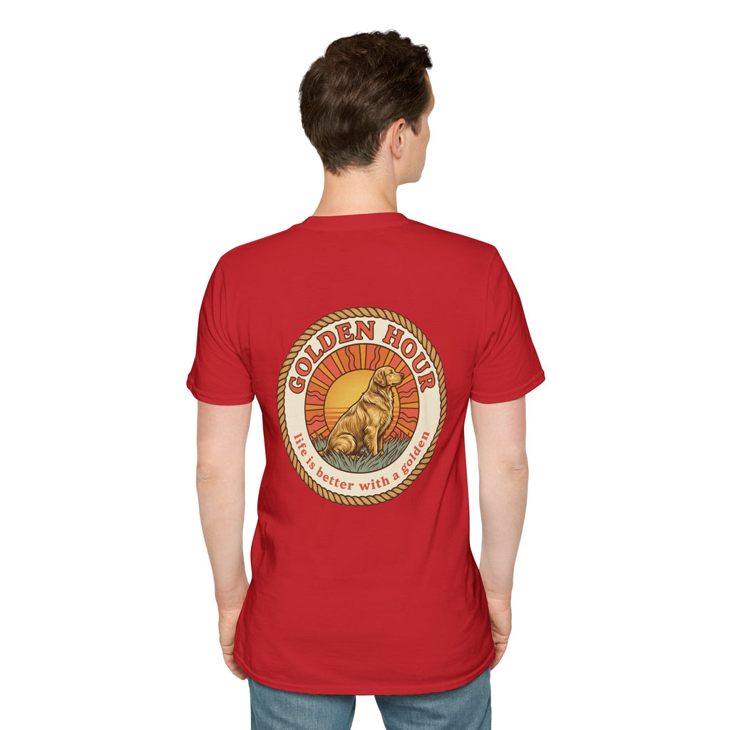 Golden Hour Dog T-Shirt — "Life Is Better With A Golden" Retro Paw Tee