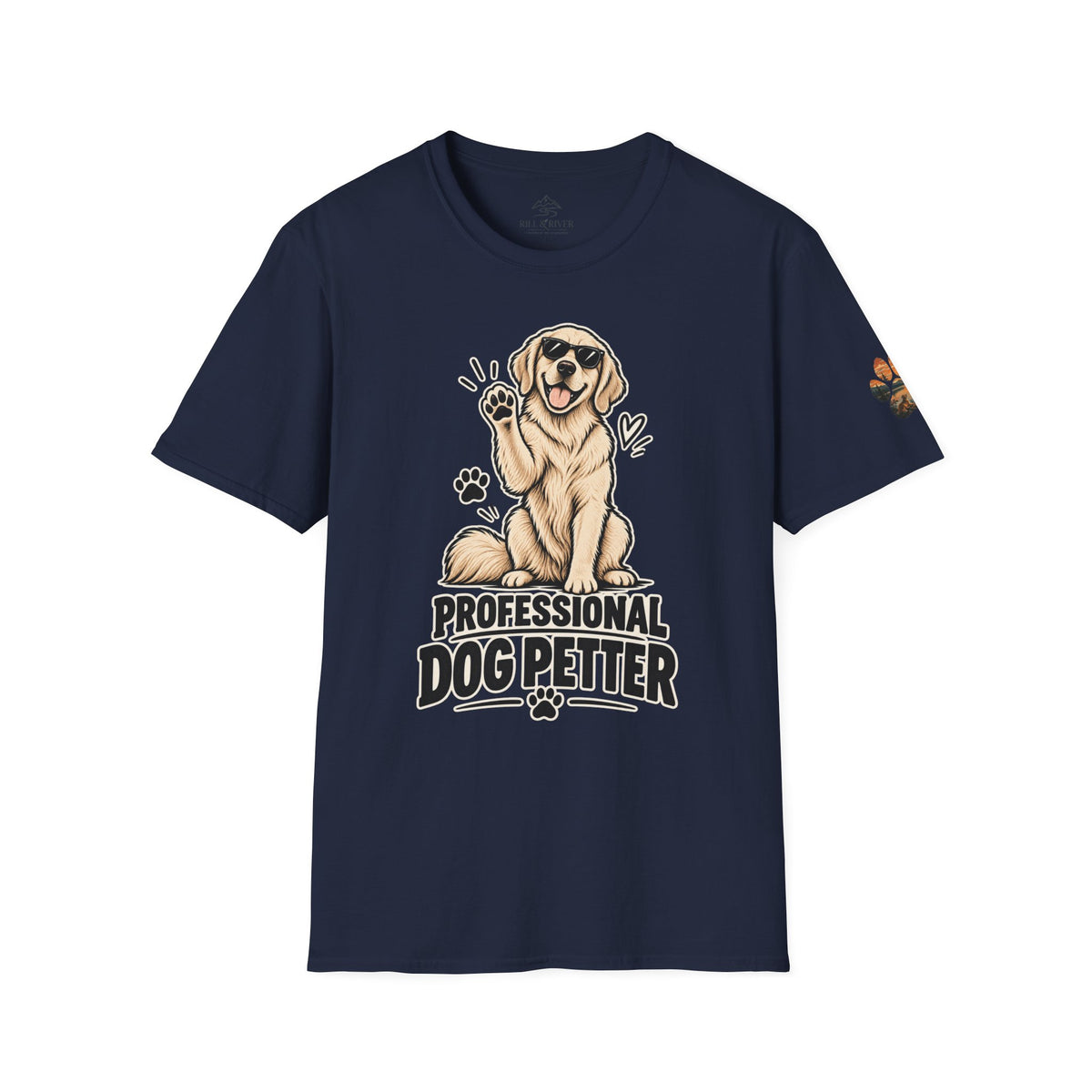 Professional Dog Petter T-Shirt — Cute Golden Retriever Paw Print Tee