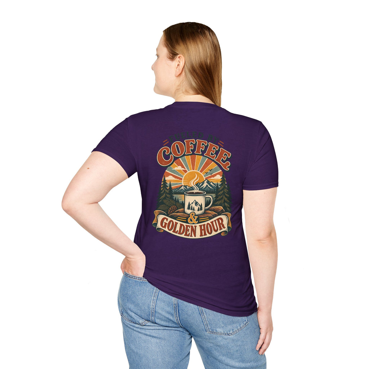 Coffee & Golden Hour T-Shirt — Fueled by Coffee Vintage Outdoor Graphic Tee