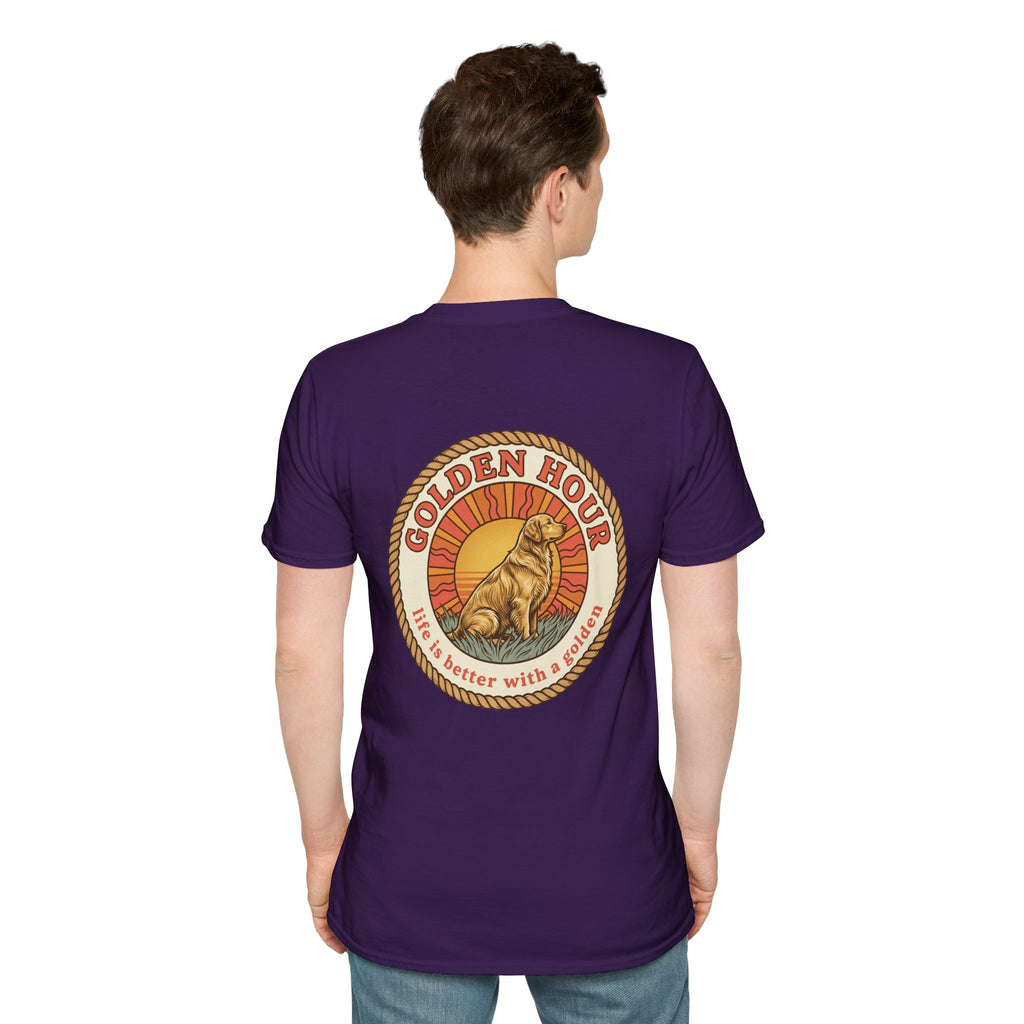 Golden Hour Dog T-Shirt — "Life Is Better With A Golden" Retro Paw Tee