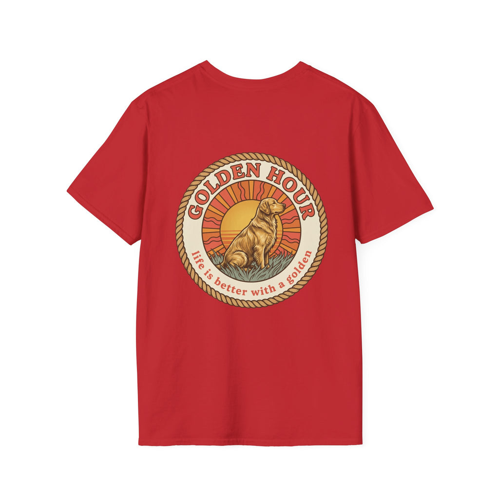 Golden Hour Dog T-Shirt — "Life Is Better With A Golden" Retro Paw Tee