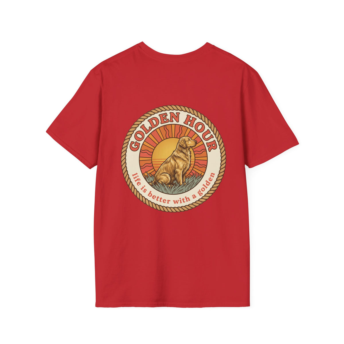 Golden Hour Dog T-Shirt — "Life Is Better With A Golden" Retro Paw Tee