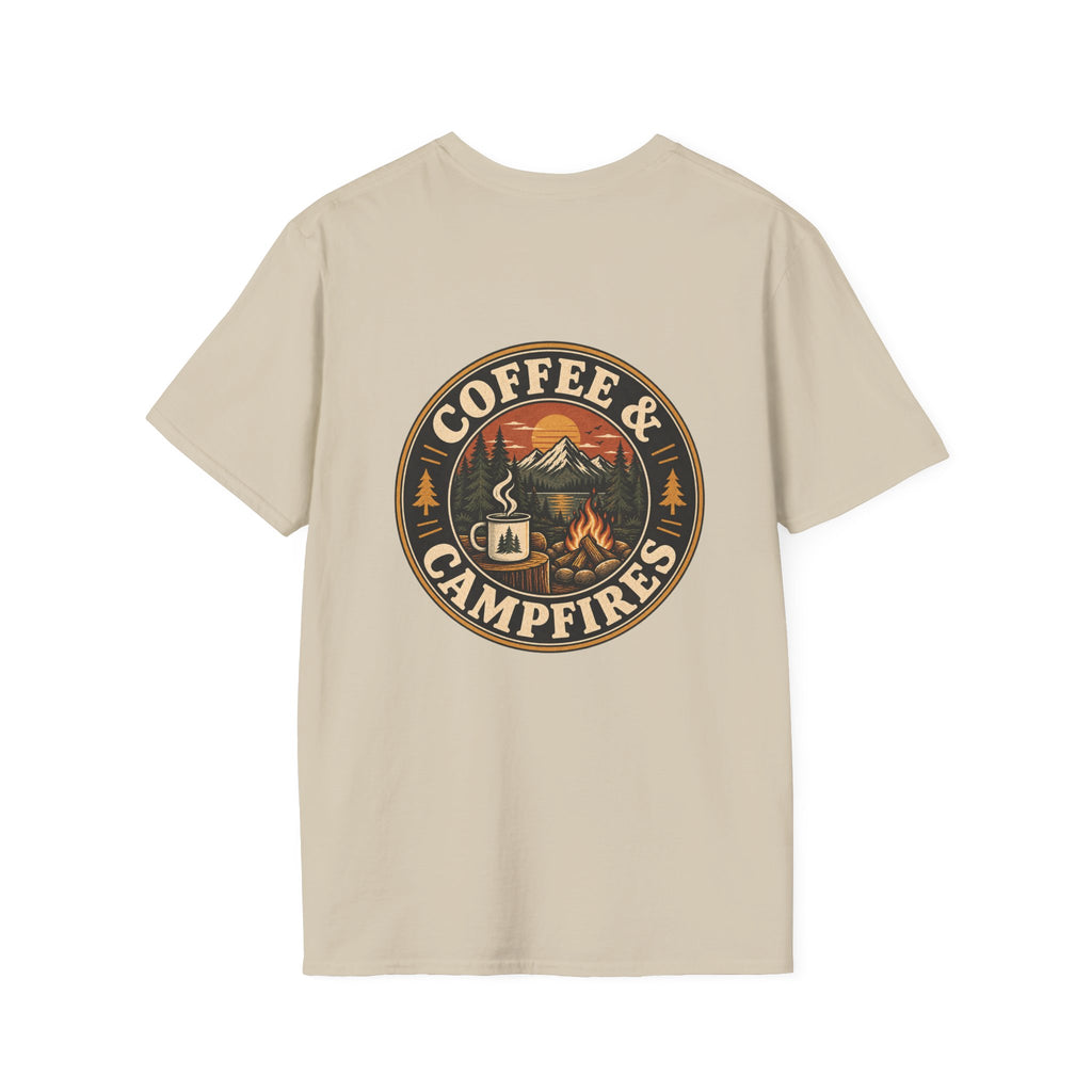 Coffee & Campfires T-Shirt — Vintage Outdoor Camping Graphic Tee