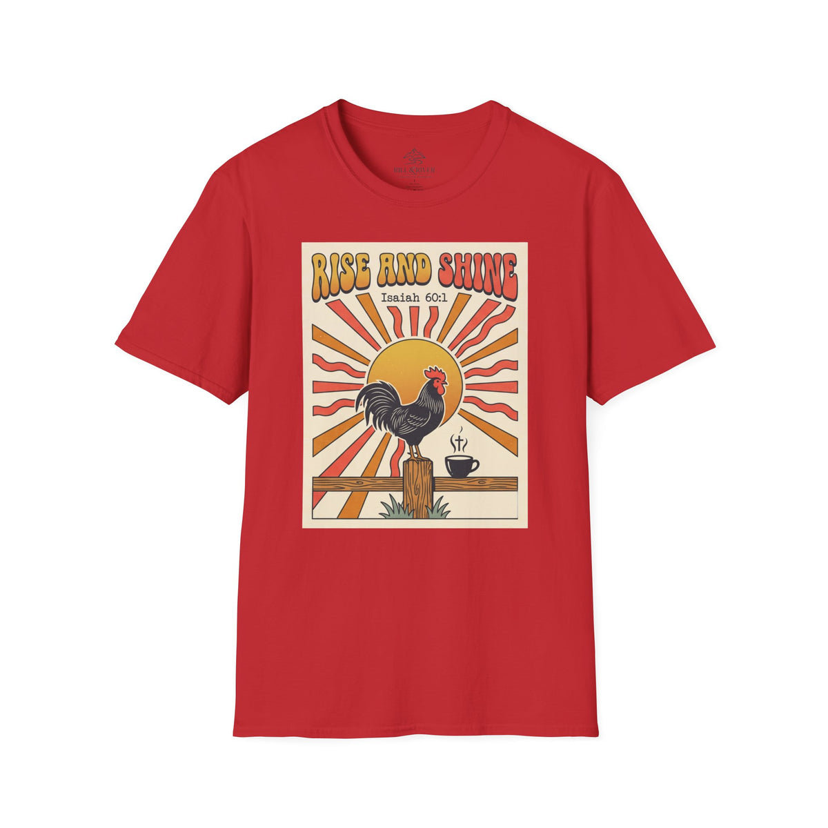 Rise and Shine Rooster T-Shirt — Vintage Sunrise Farm Morning Graphic Tee