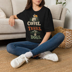 Coffee. Trails. Dogs. T-Shirt — Outdoor Coffee & Hiking Dog Tee