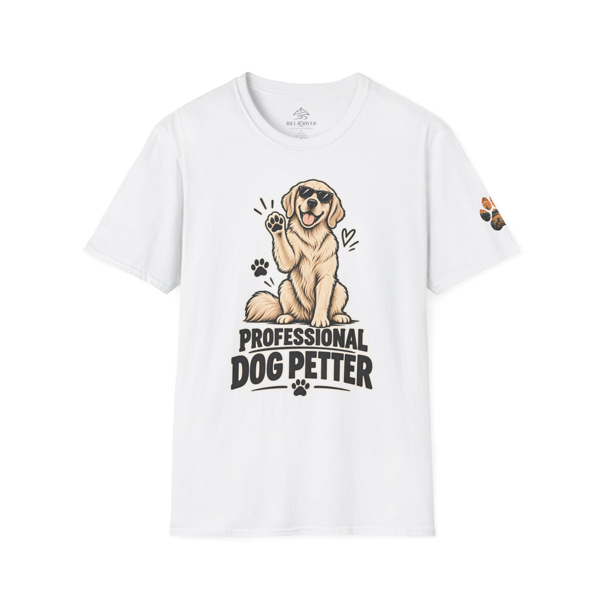 Professional Dog Petter T-Shirt — Cute Golden Retriever Paw Print Tee