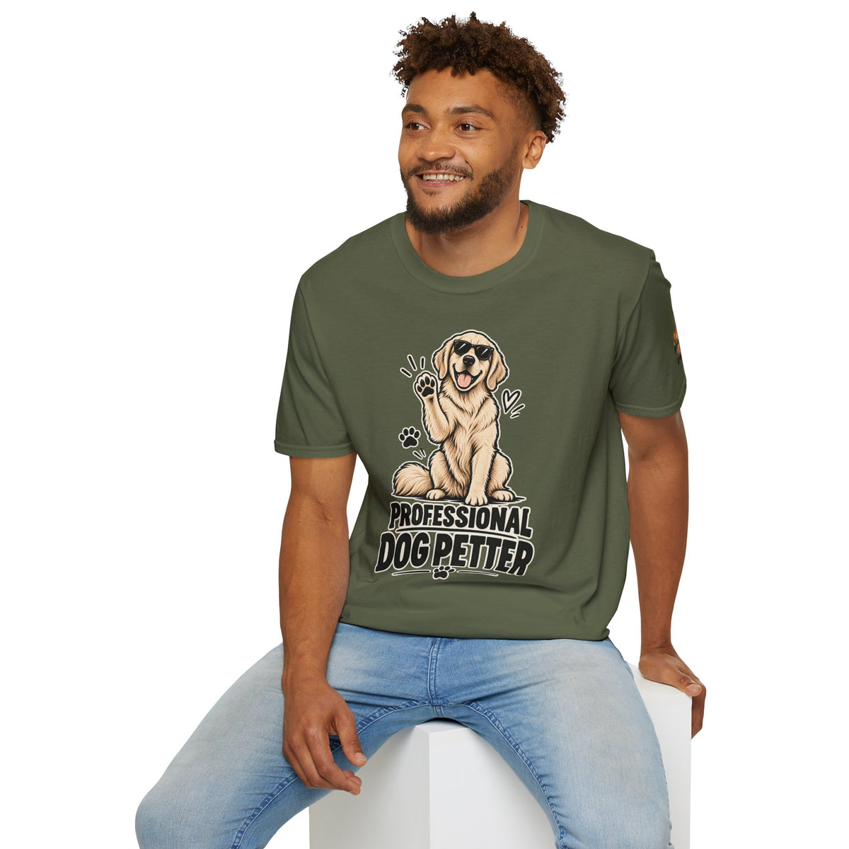 Professional Dog Petter T-Shirt — Cute Golden Retriever Paw Print Tee