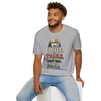 Coffee. Trails. Dogs. T-Shirt — Outdoor Coffee & Hiking Dog Tee
