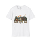 Cabin Coffee Calm T‑Shirt — Rustic Cabin Coffee Nature Tee