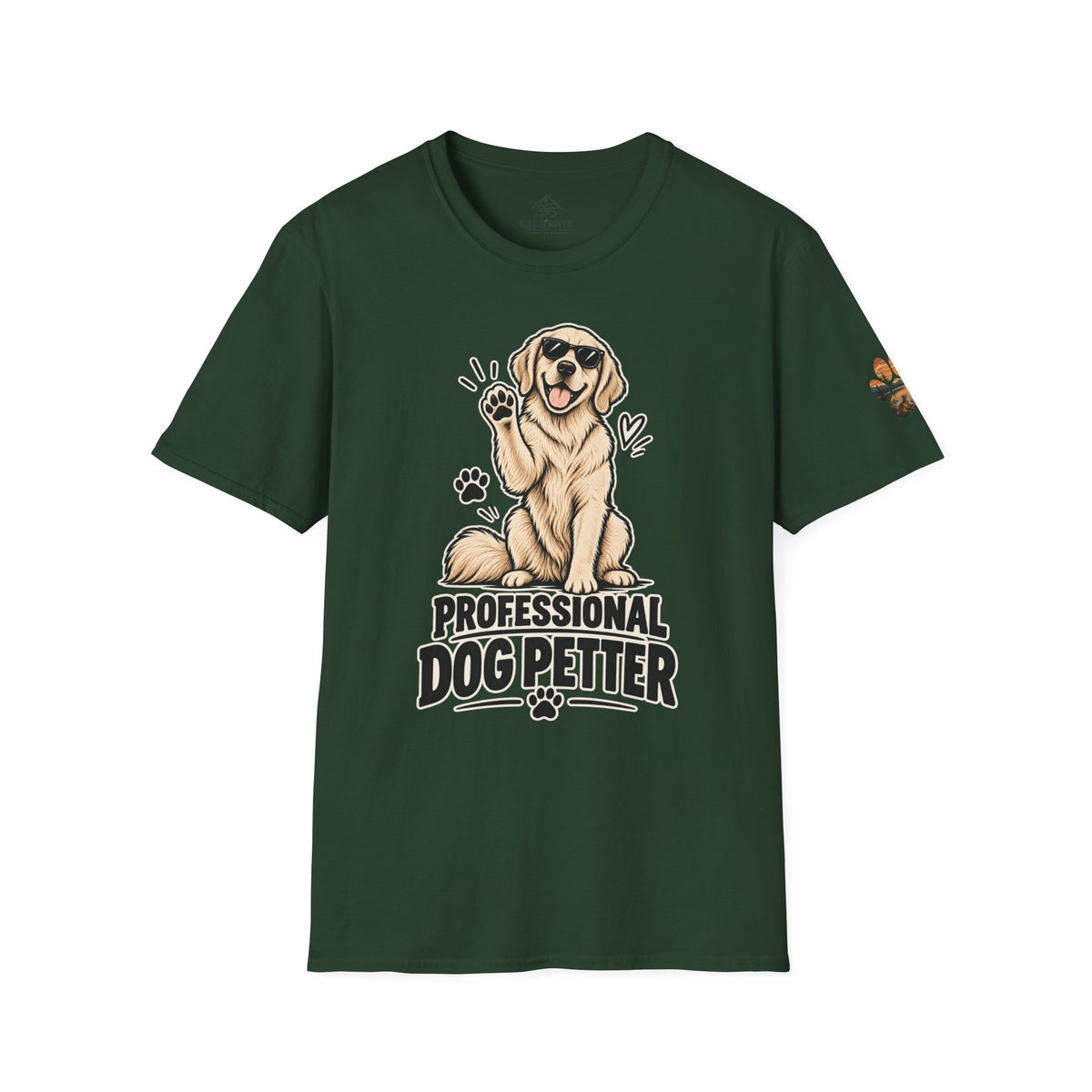 Professional Dog Petter T-Shirt — Cute Golden Retriever Paw Print Tee