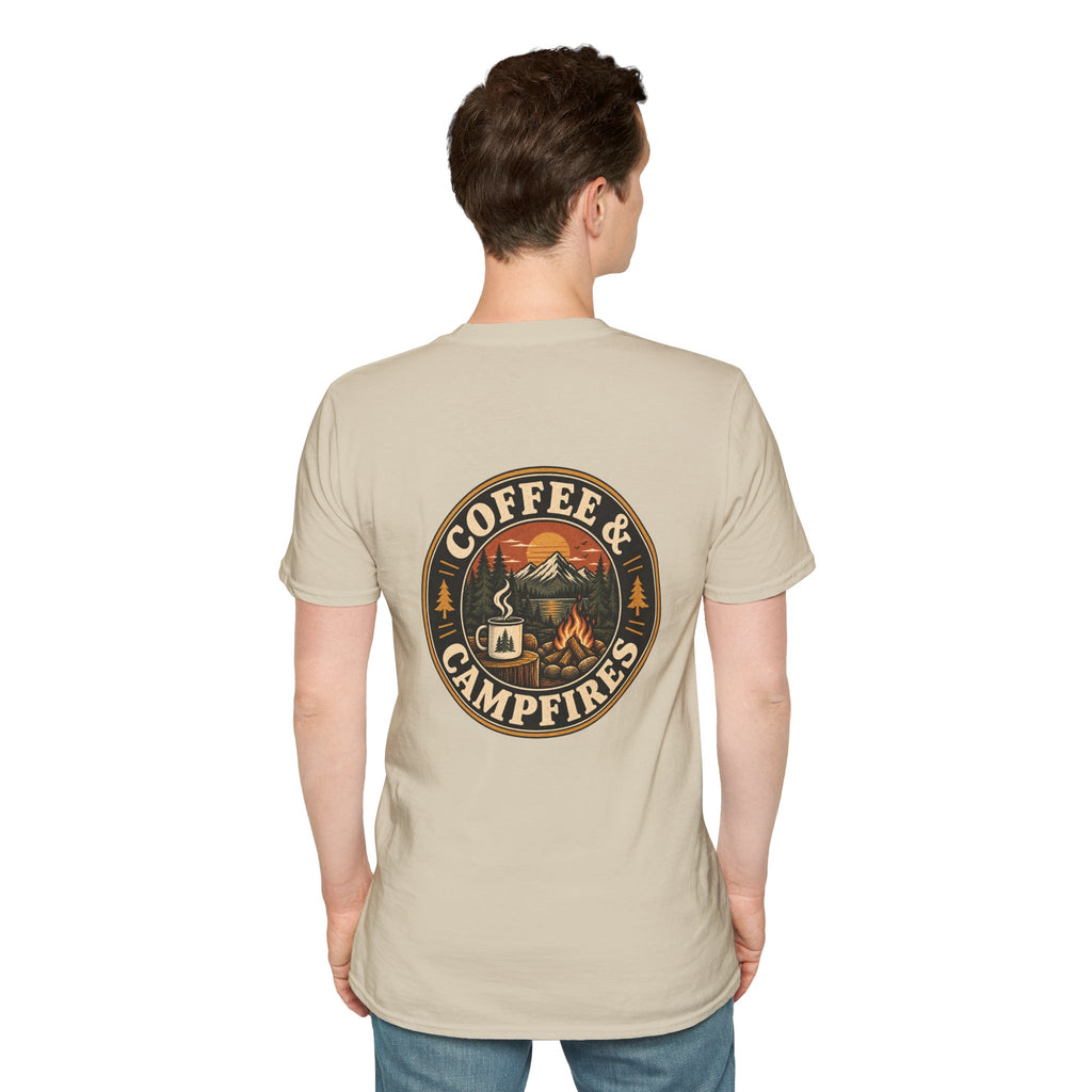 Coffee & Campfires T-Shirt — Vintage Outdoor Camping Graphic Tee