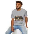Cabin • Coffee • Calm T-Shirt — Rustic Cabin Coffee Graphic Tee