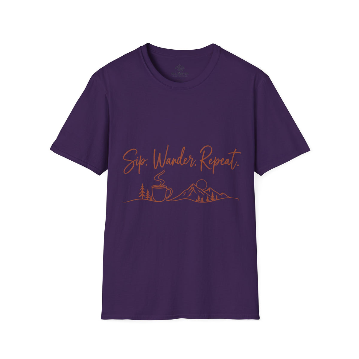 Sip, Wander, Repeat T-Shirt — Scenic Coffee & Mountain Travel Tee