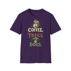Coffee. Trails. Dogs. T-Shirt — Outdoor Coffee & Hiking Dog Tee