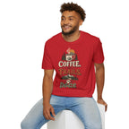 Coffee. Trails. Dogs. T-Shirt — Outdoor Coffee & Hiking Dog Tee