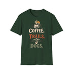 Coffee. Trails. Dogs. T-Shirt — Outdoor Coffee & Hiking Dog Tee