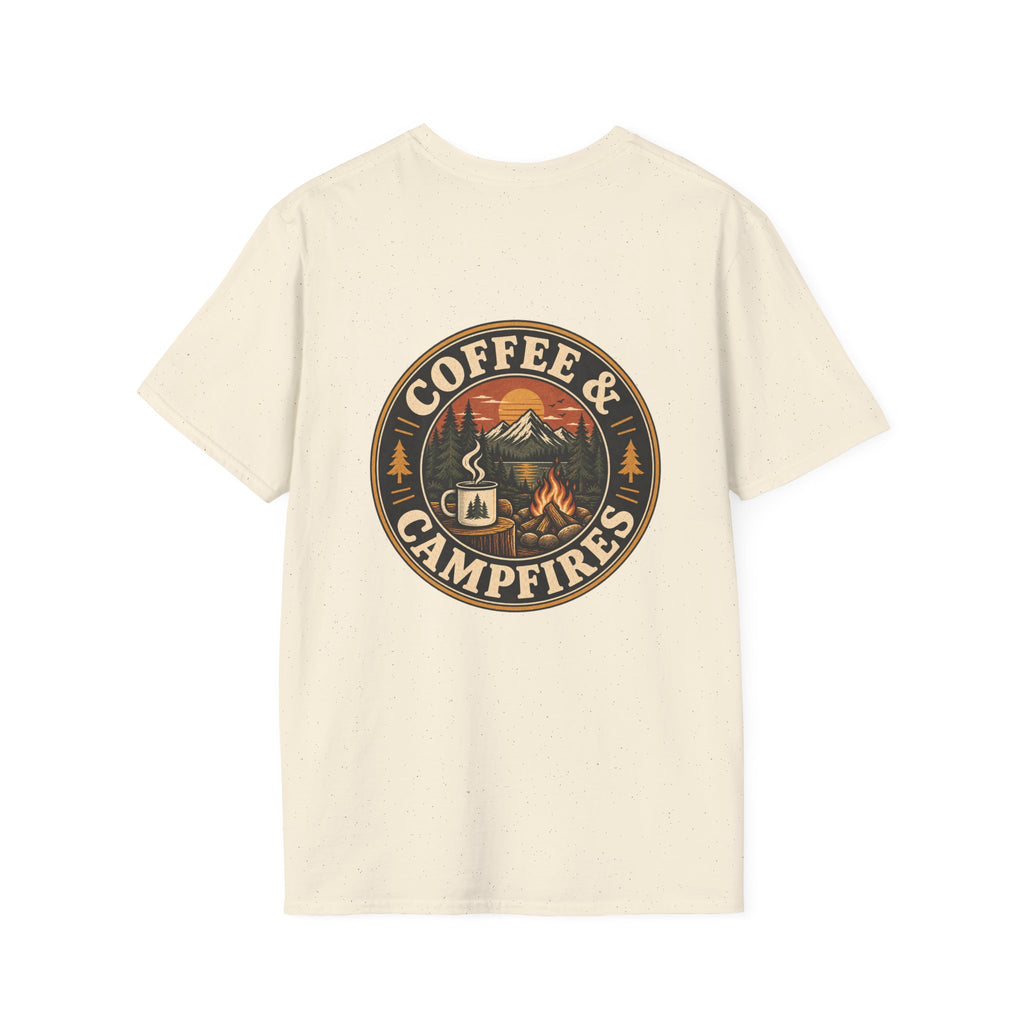 Coffee & Campfires T-Shirt — Vintage Outdoor Camping Graphic Tee