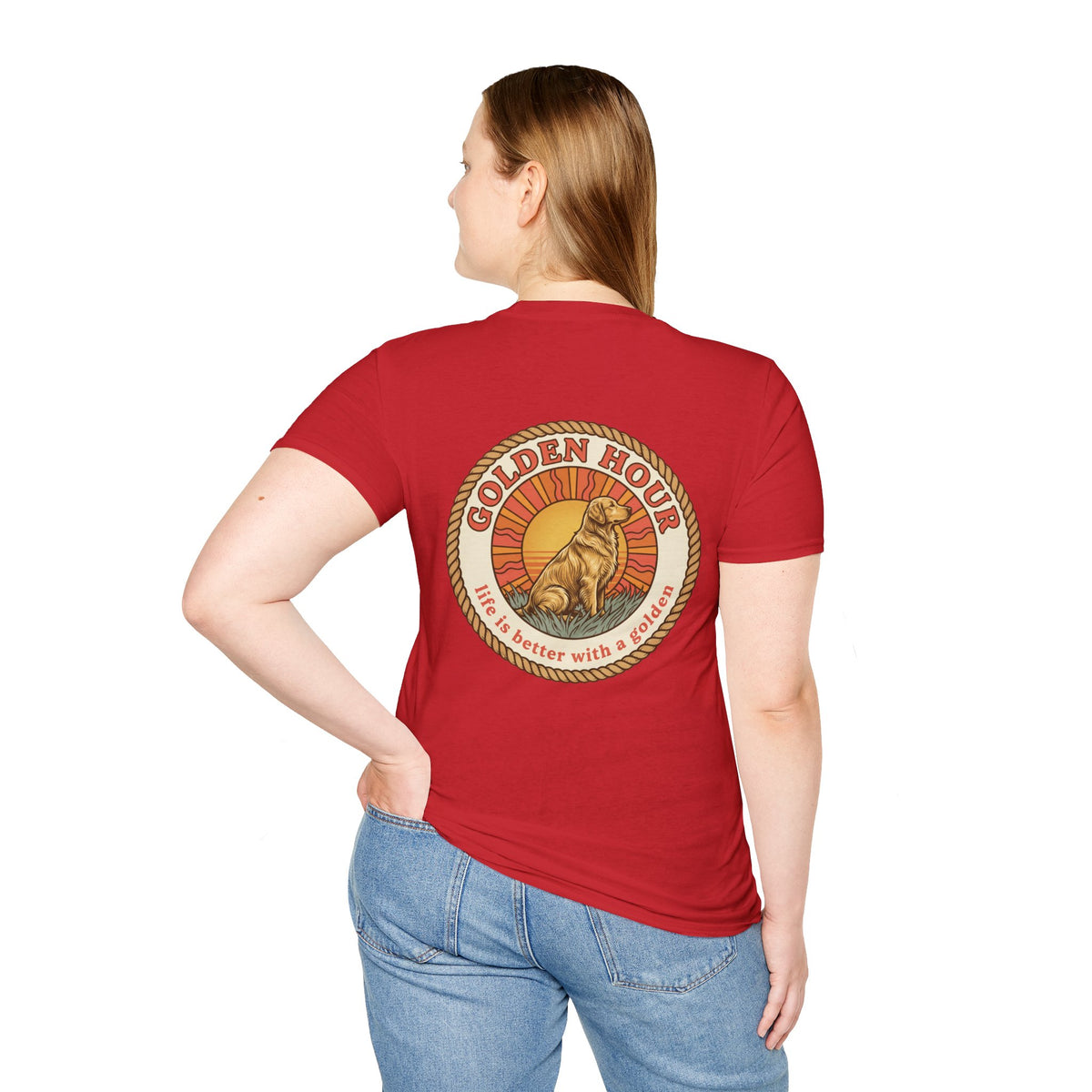 Golden Hour Dog T-Shirt — "Life Is Better With A Golden" Retro Paw Tee