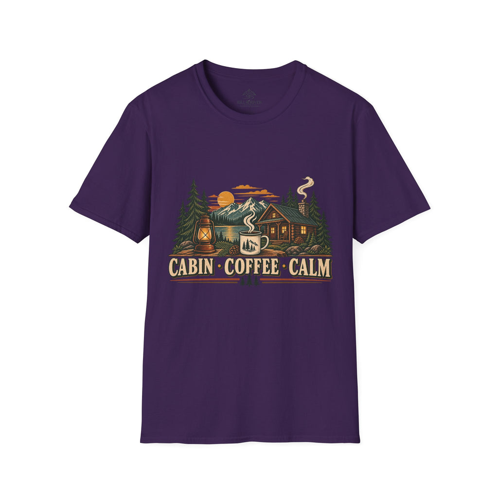 Cabin Coffee Calm T‑Shirt — Rustic Cabin Coffee Nature Tee
