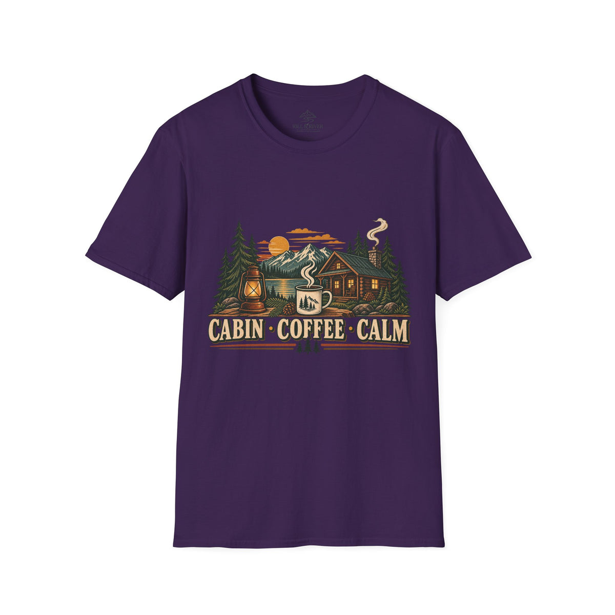 Cabin Coffee Calm T‑Shirt — Rustic Cabin Coffee Nature Tee