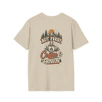 But First Coffee & Trails T-Shirt — Outdoor Coffee Lover Graphic Tee