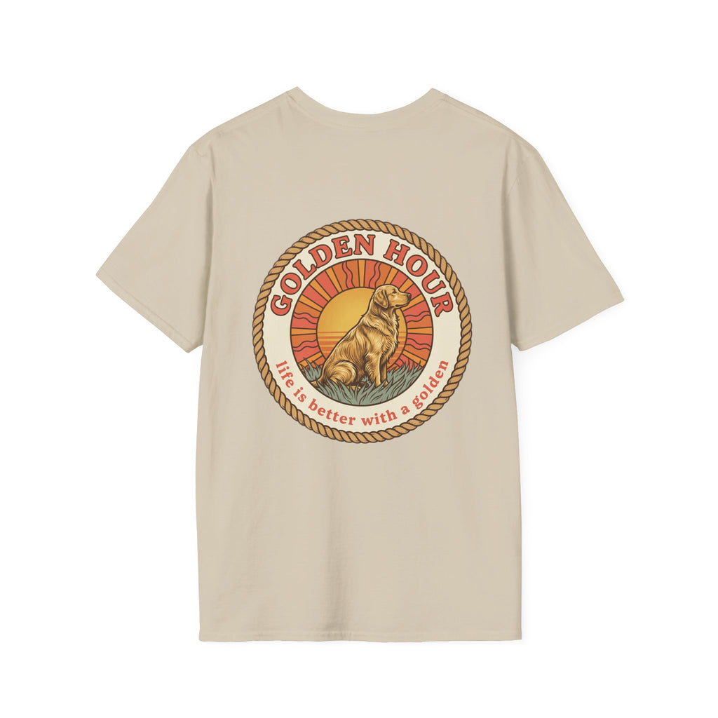 Golden Hour Dog T-Shirt — "Life Is Better With A Golden" Retro Paw Tee