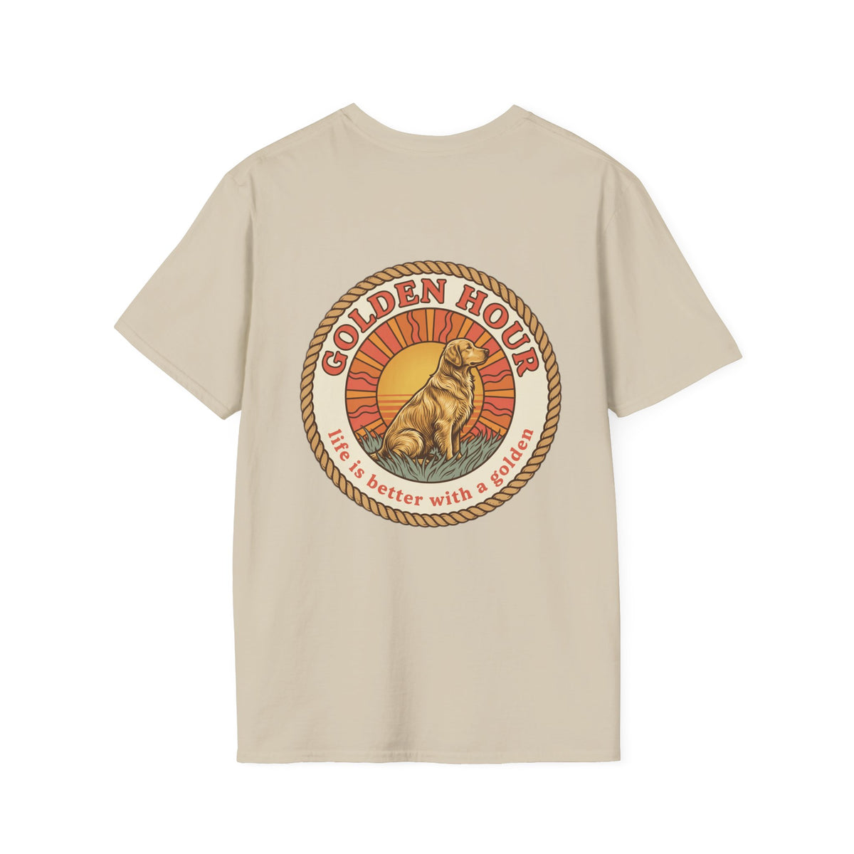 Golden Hour Dog T-Shirt — "Life Is Better With A Golden" Retro Paw Tee