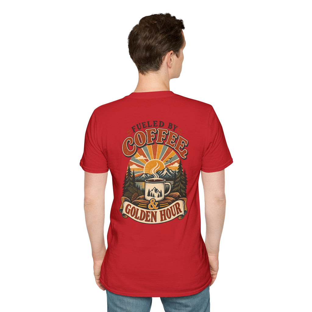 Coffee & Golden Hour T-Shirt — Fueled by Coffee Vintage Outdoor Graphic Tee