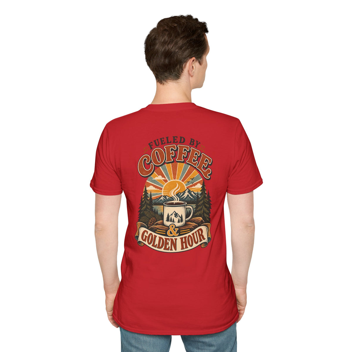 Coffee & Golden Hour T-Shirt — Fueled by Coffee Vintage Outdoor Graphic Tee