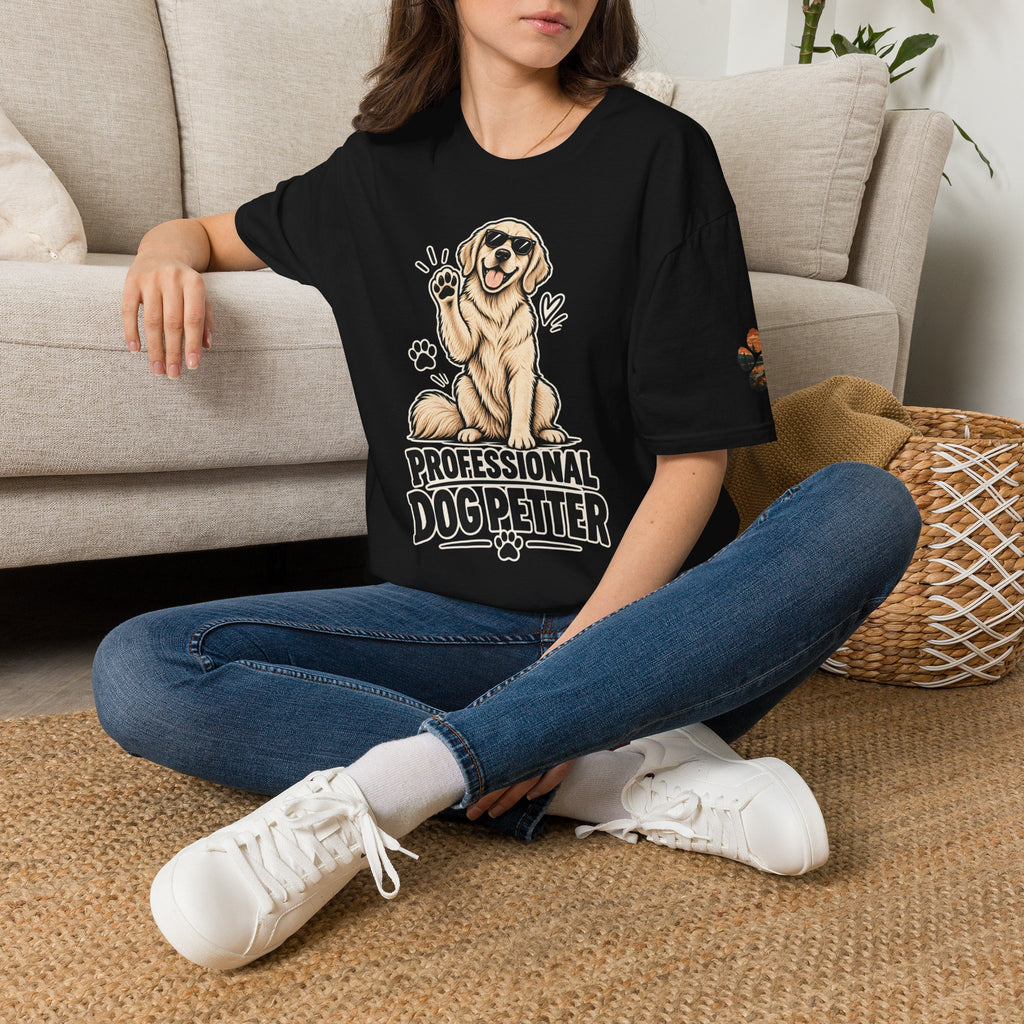 Professional Dog Petter T-Shirt — Cute Golden Retriever Paw Print Tee