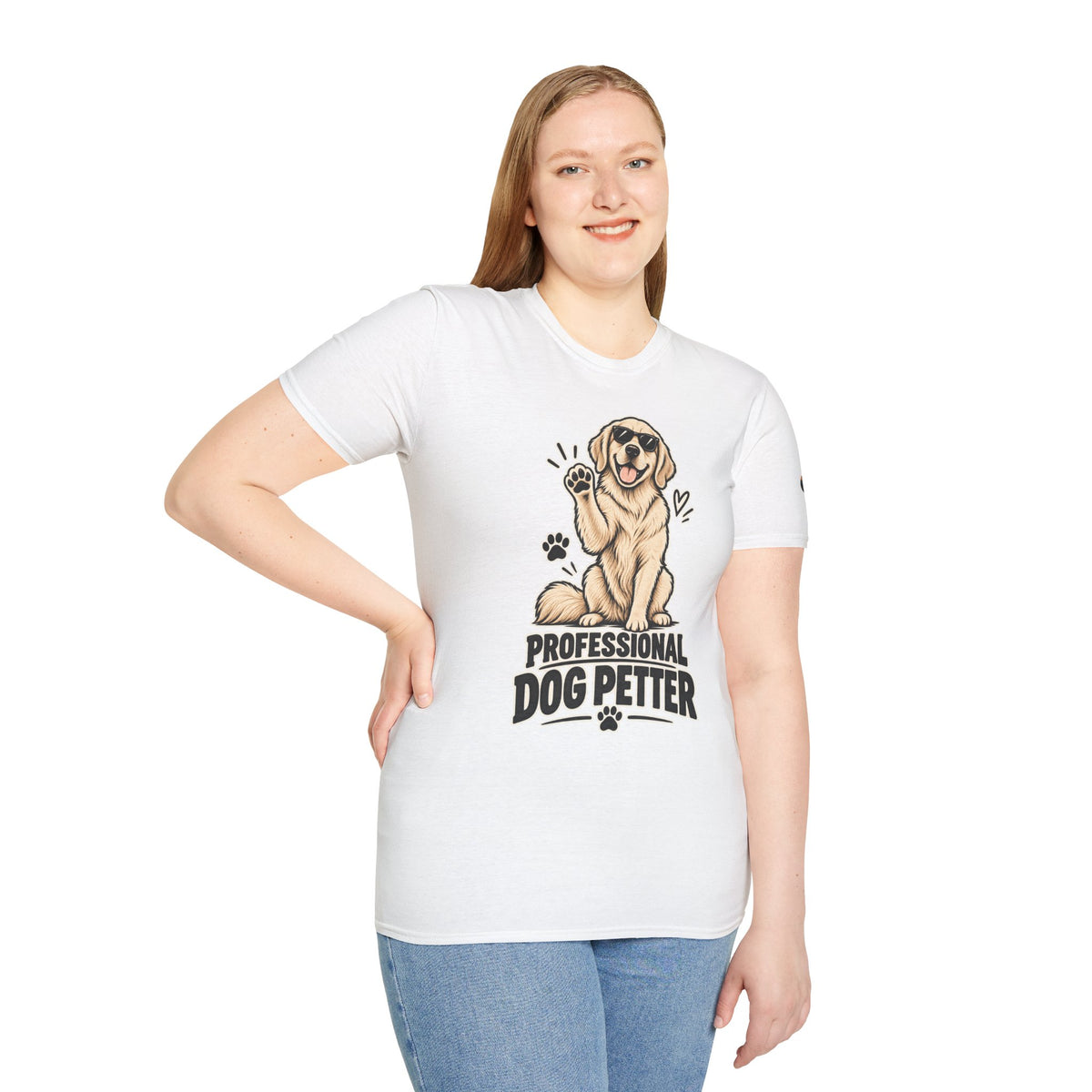 Professional Dog Petter T-Shirt — Cute Golden Retriever Paw Print Tee