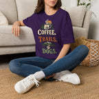 Coffee. Trails. Dogs. T-Shirt — Outdoor Coffee & Hiking Dog Tee