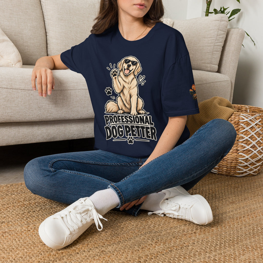 Professional Dog Petter T-Shirt — Cute Golden Retriever Paw Print Tee