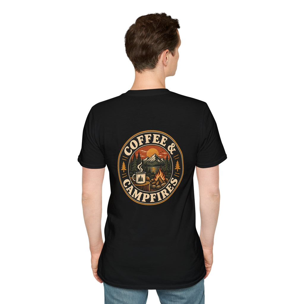 Coffee & Campfires T-Shirt — Vintage Outdoor Camping Graphic Tee