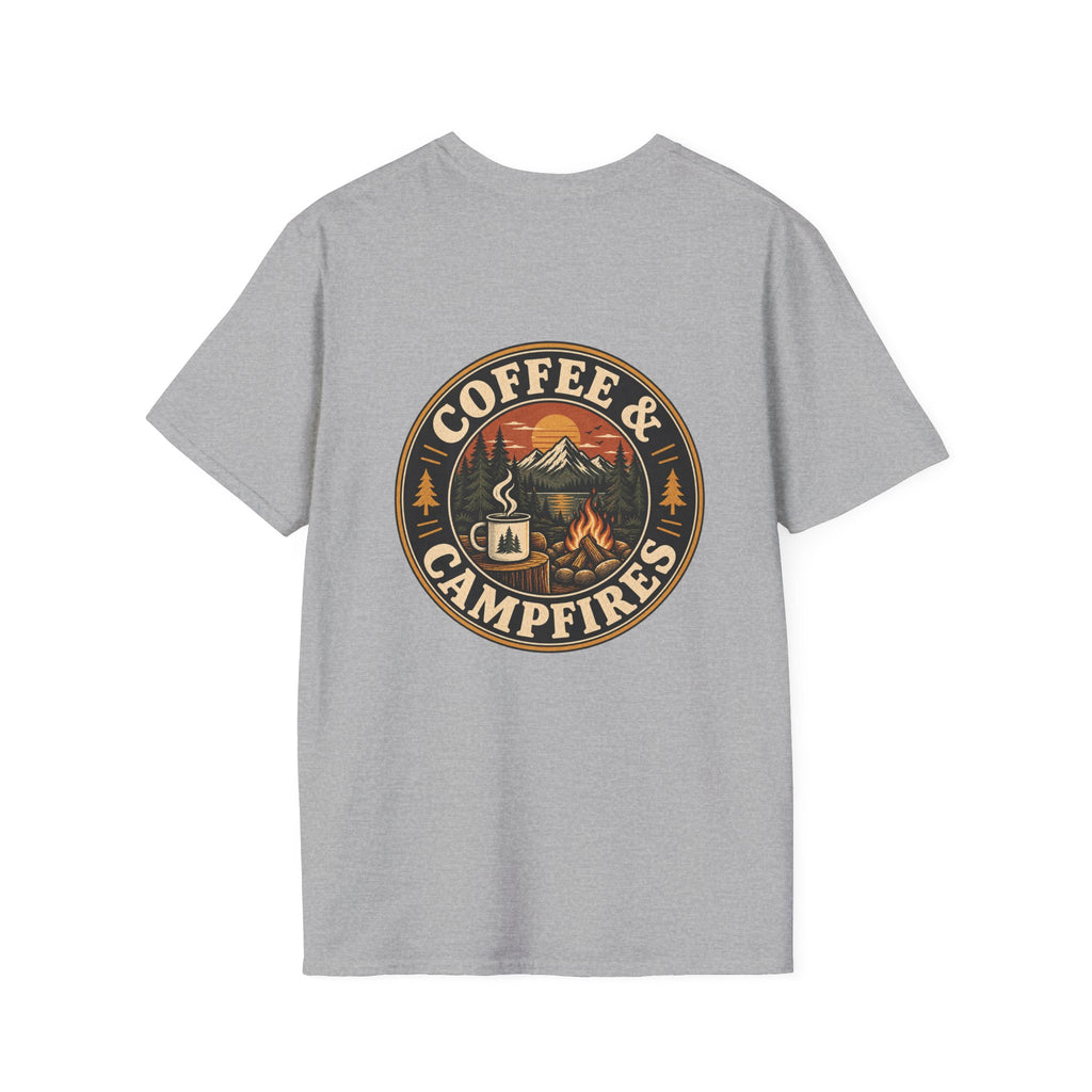 Coffee & Campfires T-Shirt — Vintage Outdoor Camping Graphic Tee