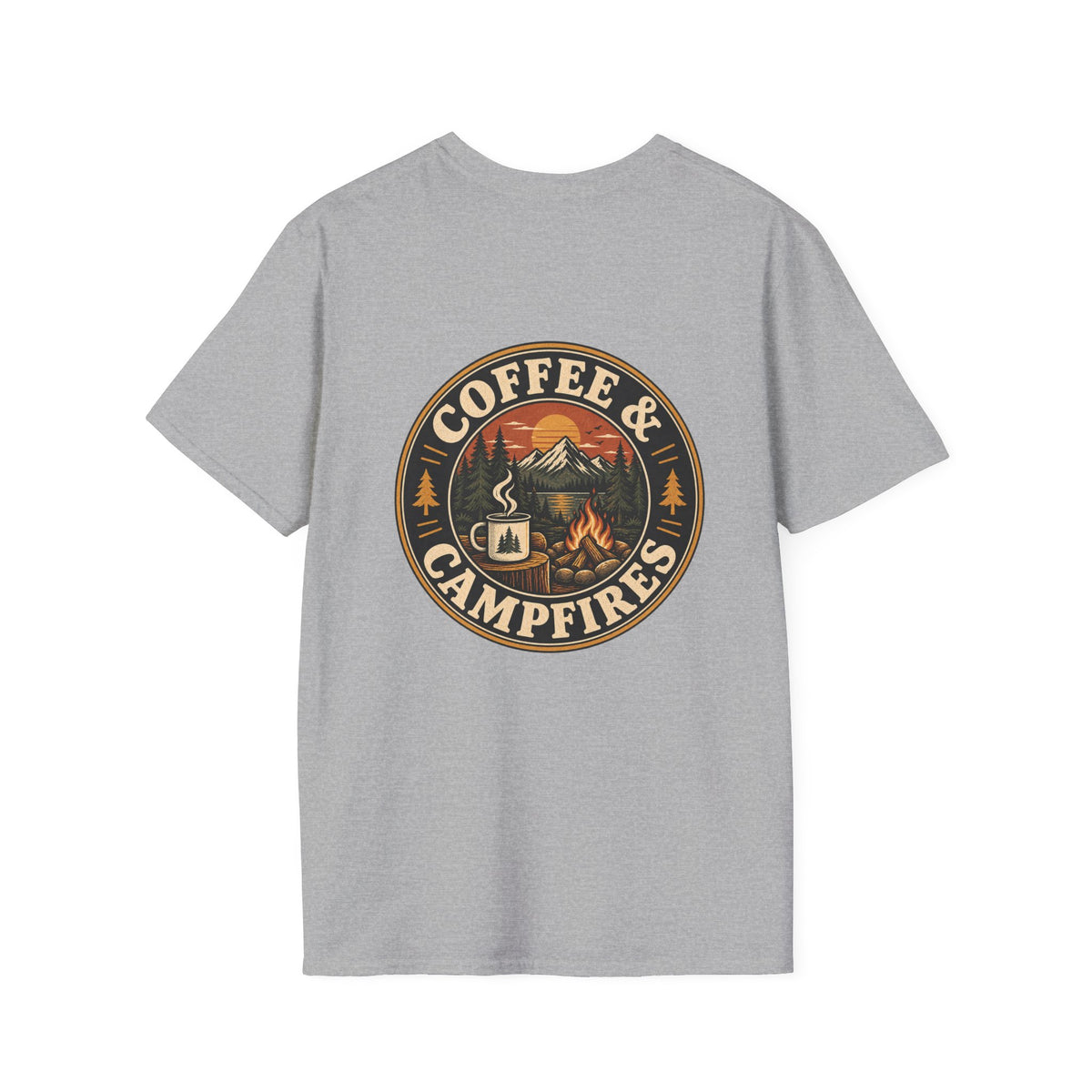 Coffee & Campfires T-Shirt — Vintage Outdoor Camping Graphic Tee