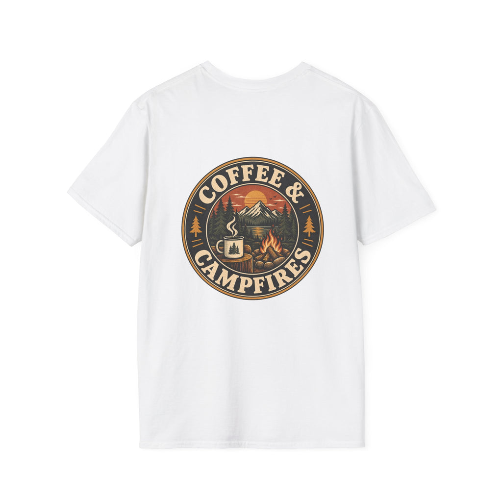 Coffee & Campfires T-Shirt — Vintage Outdoor Camping Graphic Tee