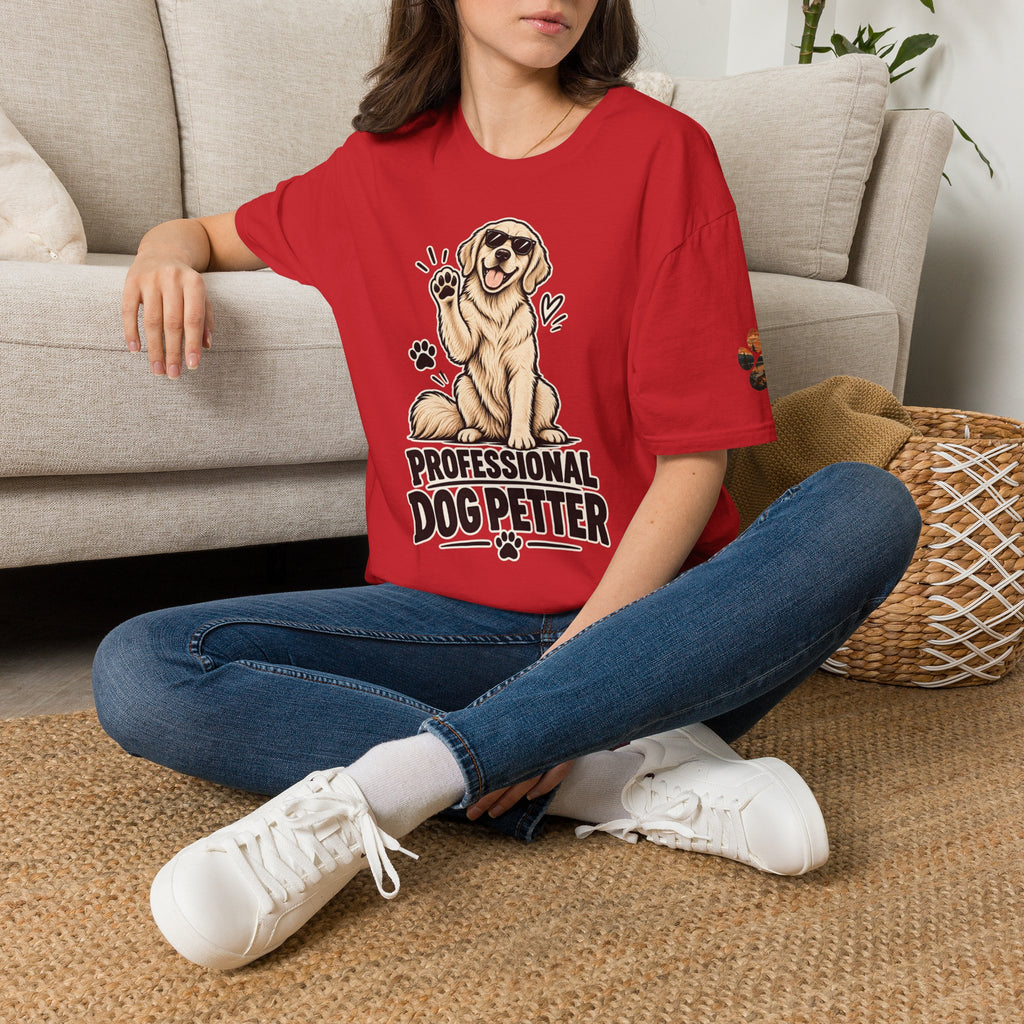 Professional Dog Petter T-Shirt — Cute Golden Retriever Paw Print Tee